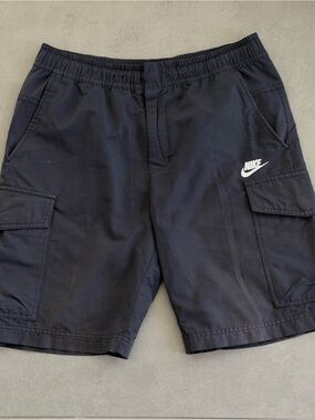 Nike Black Cargo Shorts with White Swoosh
